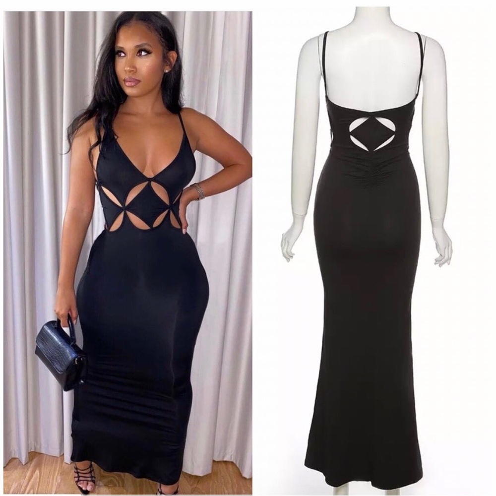 Elegant Black Cutout Maxi Dress